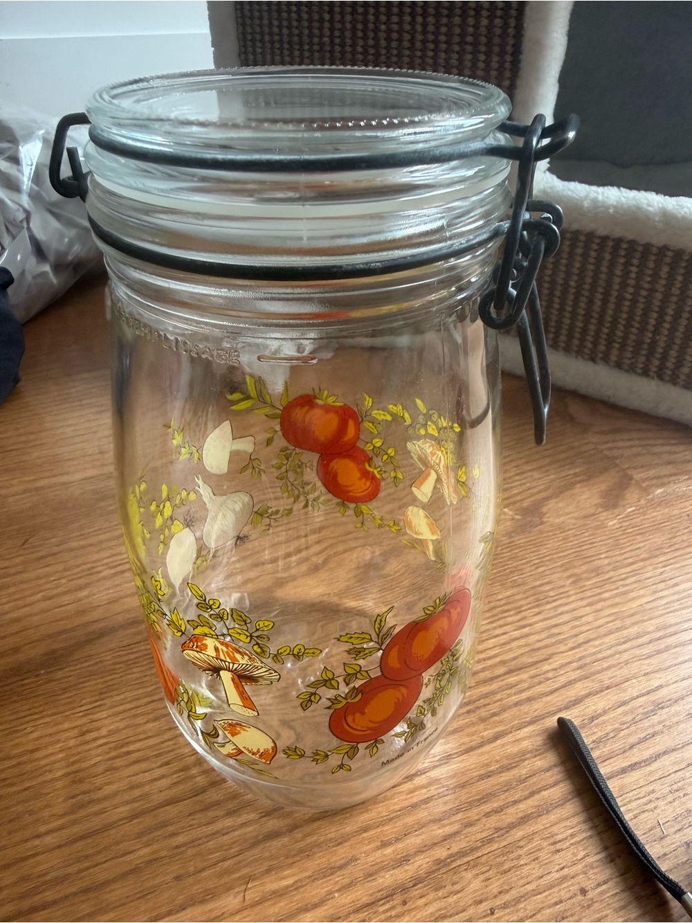 Vintage Arc France Spice of Life mushroom glass jar canister BIG
